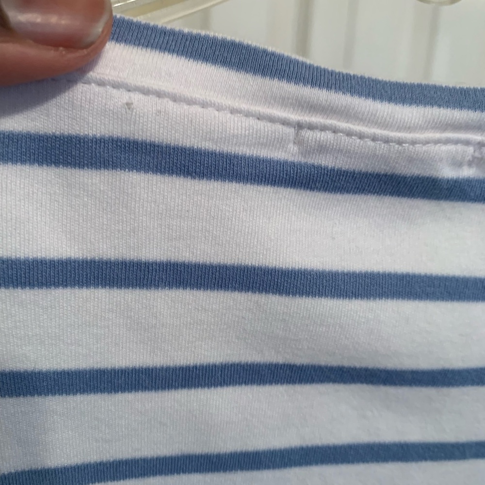 LAKE Pima Cotton Baltic Blue Striped Long Sleeve Pajama Shirt Top Size Large - Picture 4 of 4